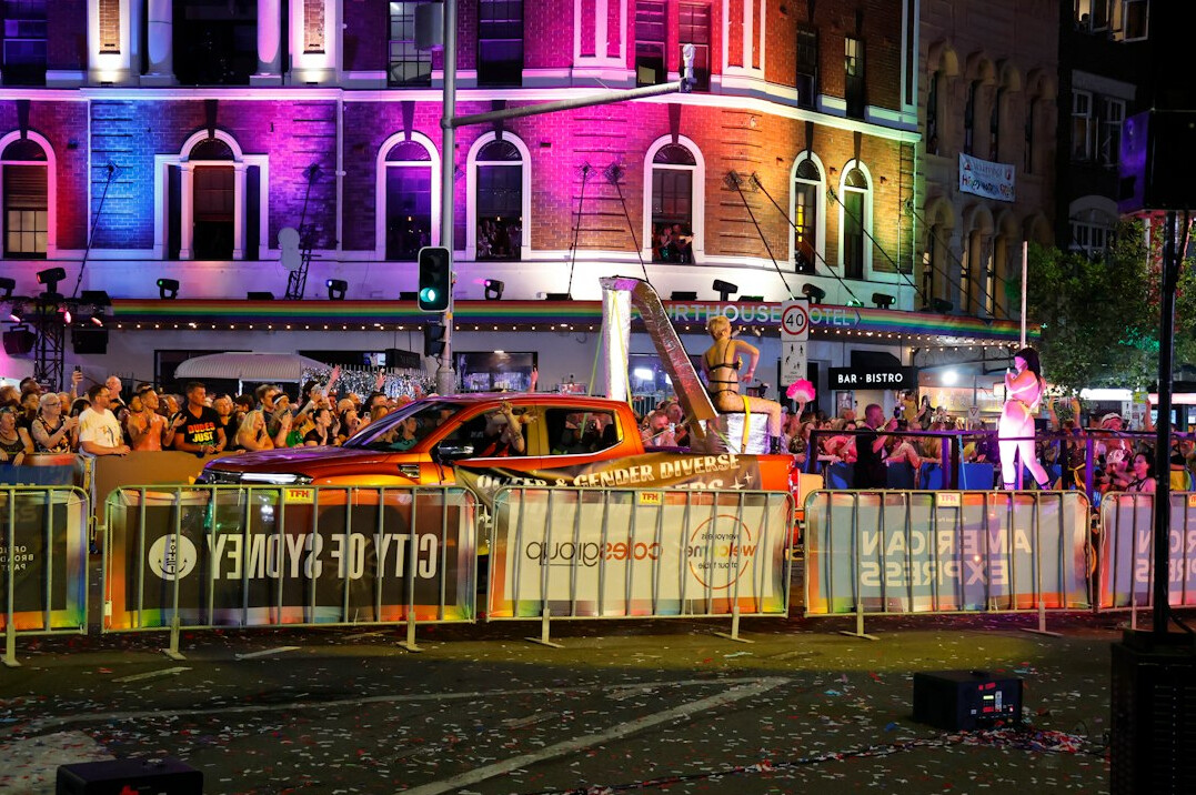 diverse crowd in city street
