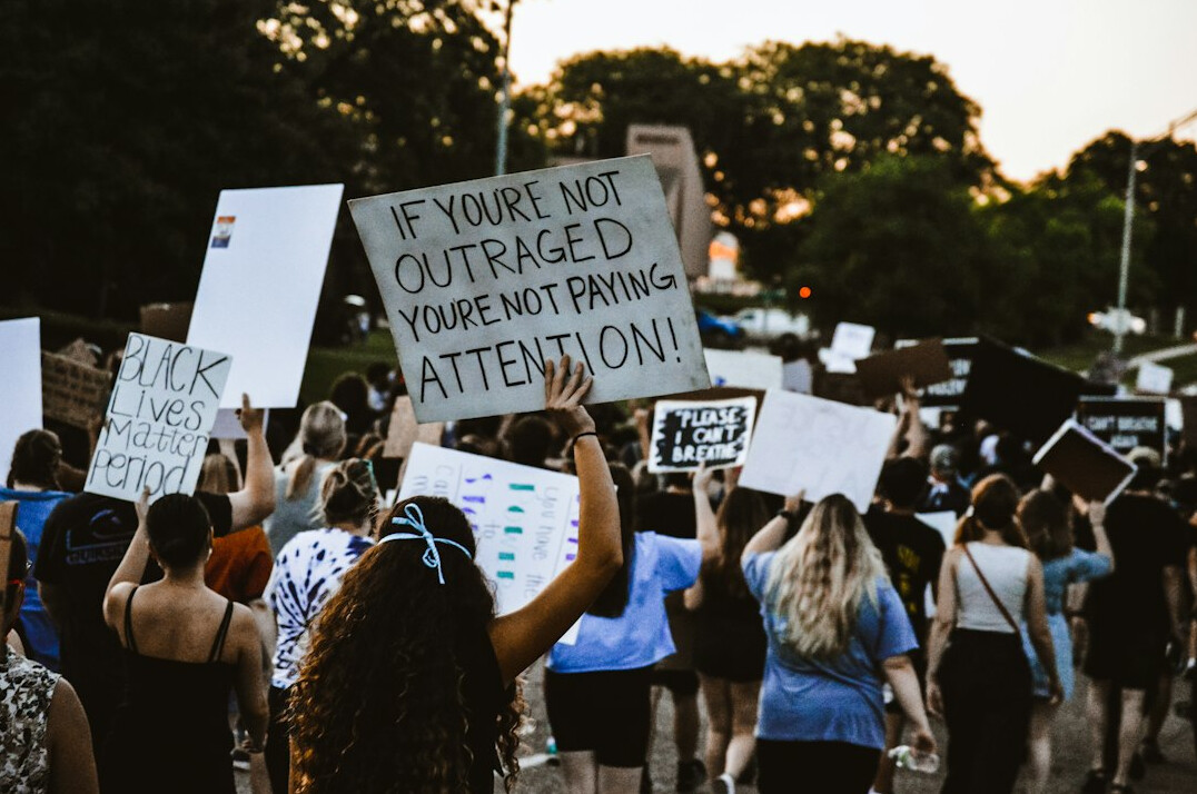 crowd at protest